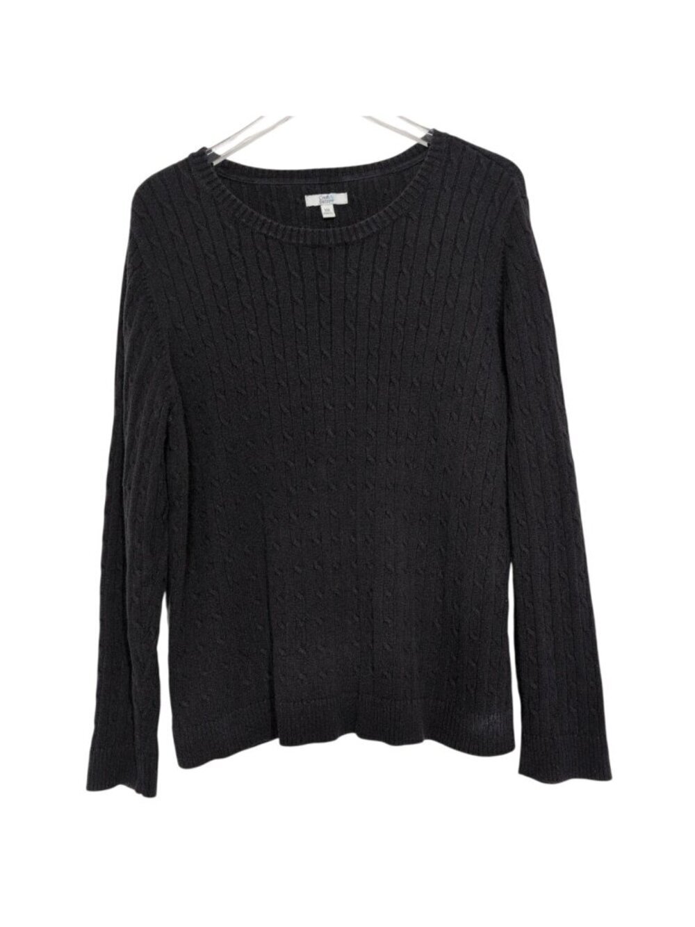 Croft & Barrow Cable Knit Sweater Womens Size XXL Black Casual Cotton Long Sleev